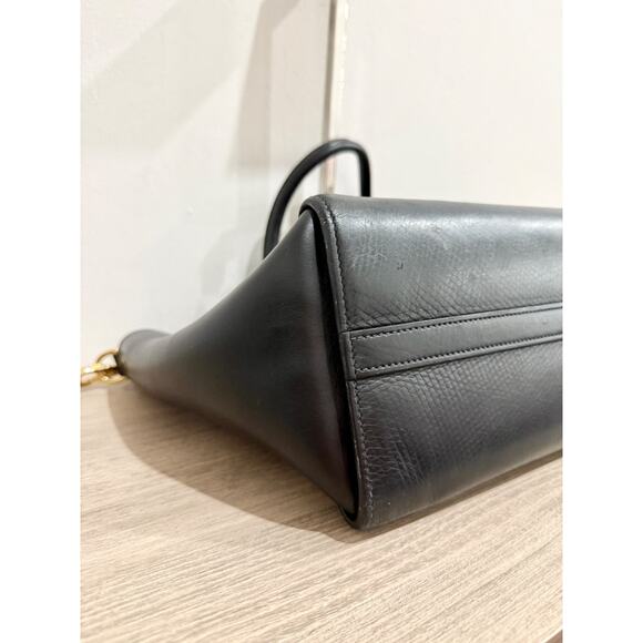 Prada Triangle Leather Medium Tote Shopper Handbag with Shoulder Strap Black - Picture 10 of 16